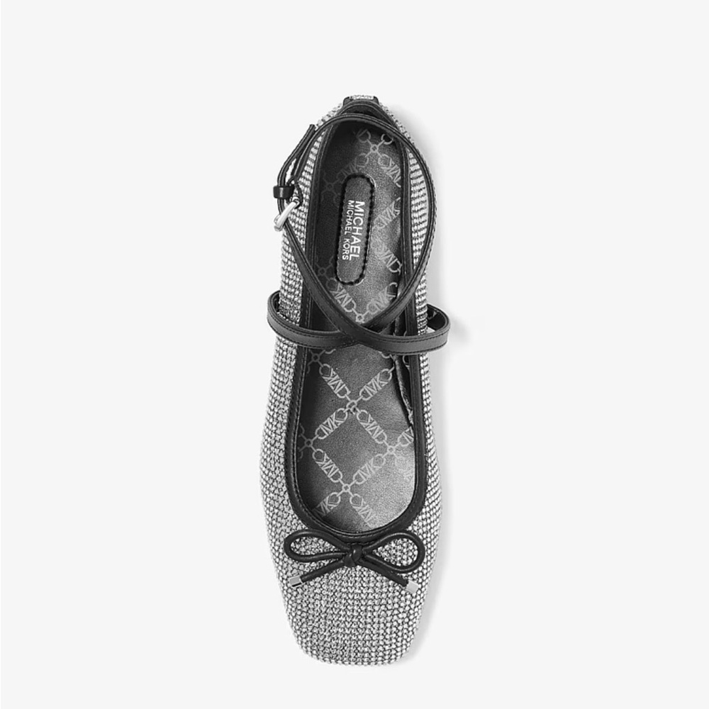 MICHAEL Michael Kors Silver Crystal Ballet Flat with Ankle Strap